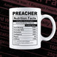 Funny Preacher Nutrition Facts Editable Vector T-shirt Design in Ai Svg Png Files