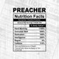 Funny Preacher Nutrition Facts Editable Vector T-shirt Design in Ai Svg Png Files