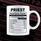 Funny Priest Nutrition Facts Editable Vector T-shirt Design in Ai Svg Png Files