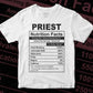 Funny Priest Nutrition Facts Editable Vector T-shirt Design in Ai Svg Png Files