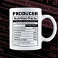 Funny Producer Nutrition Facts Editable Vector T-shirt Design in Ai Svg Png Files