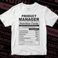 Funny Product Manager Nutrition Facts Editable Vector T-shirt Design in Ai Svg Png Files