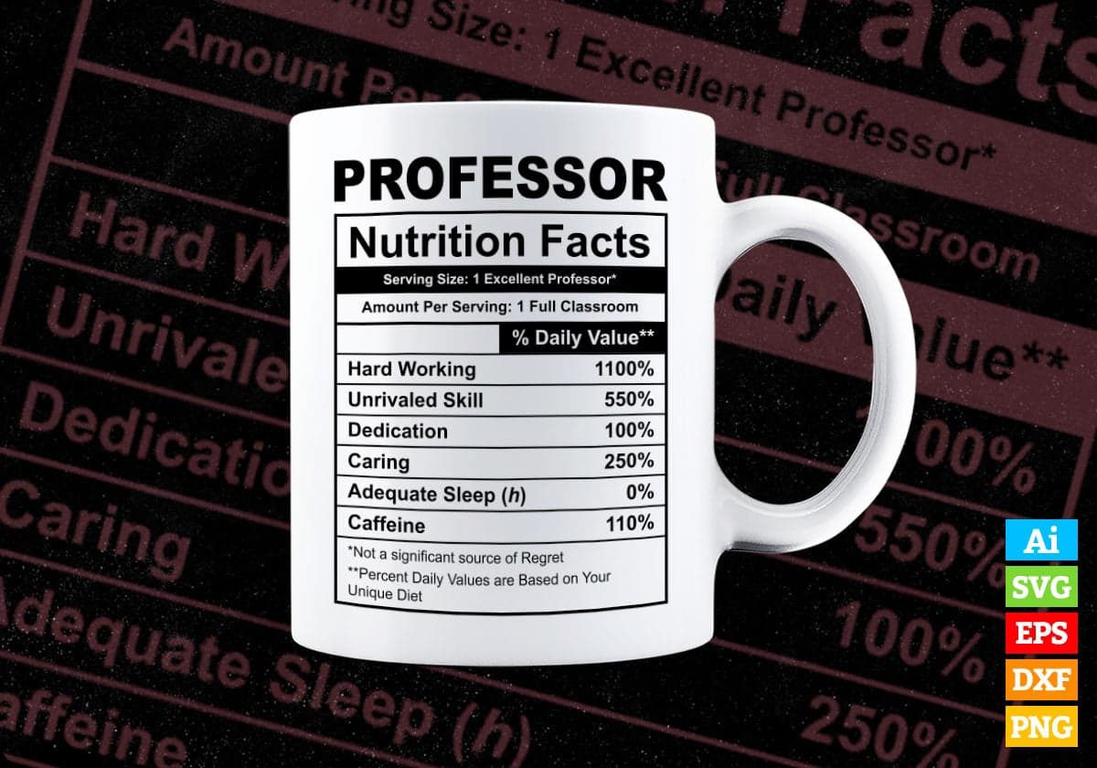 Funny Professional Nutrition Facts Editable Vector T-shirt Design in Ai Svg Png Files