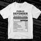 Funny Public Defender Nutrition Facts Editable Vector T-shirt Design in Ai Svg Png Files