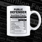 Funny Public Defender Nutrition Facts Editable Vector T-shirt Design in Ai Svg Png Files