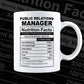 Funny Public Relations Manager Nutrition Facts Editable Vector T-shirt Design in Ai Svg Png Files