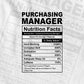 Funny Purchasing Manager Nutrition Facts Editable Vector T-shirt Design in Ai Svg Png Files