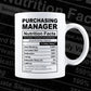 Funny Purchasing Manager Nutrition Facts Editable Vector T-shirt Design in Ai Svg Png Files