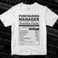 Funny Purchasing Manager Nutrition Facts Editable Vector T-shirt Design in Ai Svg Png Files