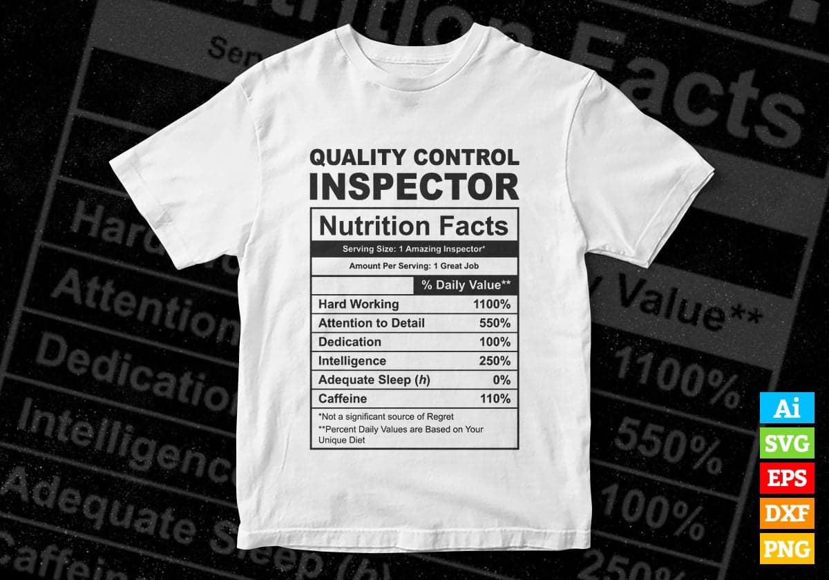 Funny Quality Control Manager Nutrition Facts Editable Vector T-shirt Design in Ai Svg Png Files