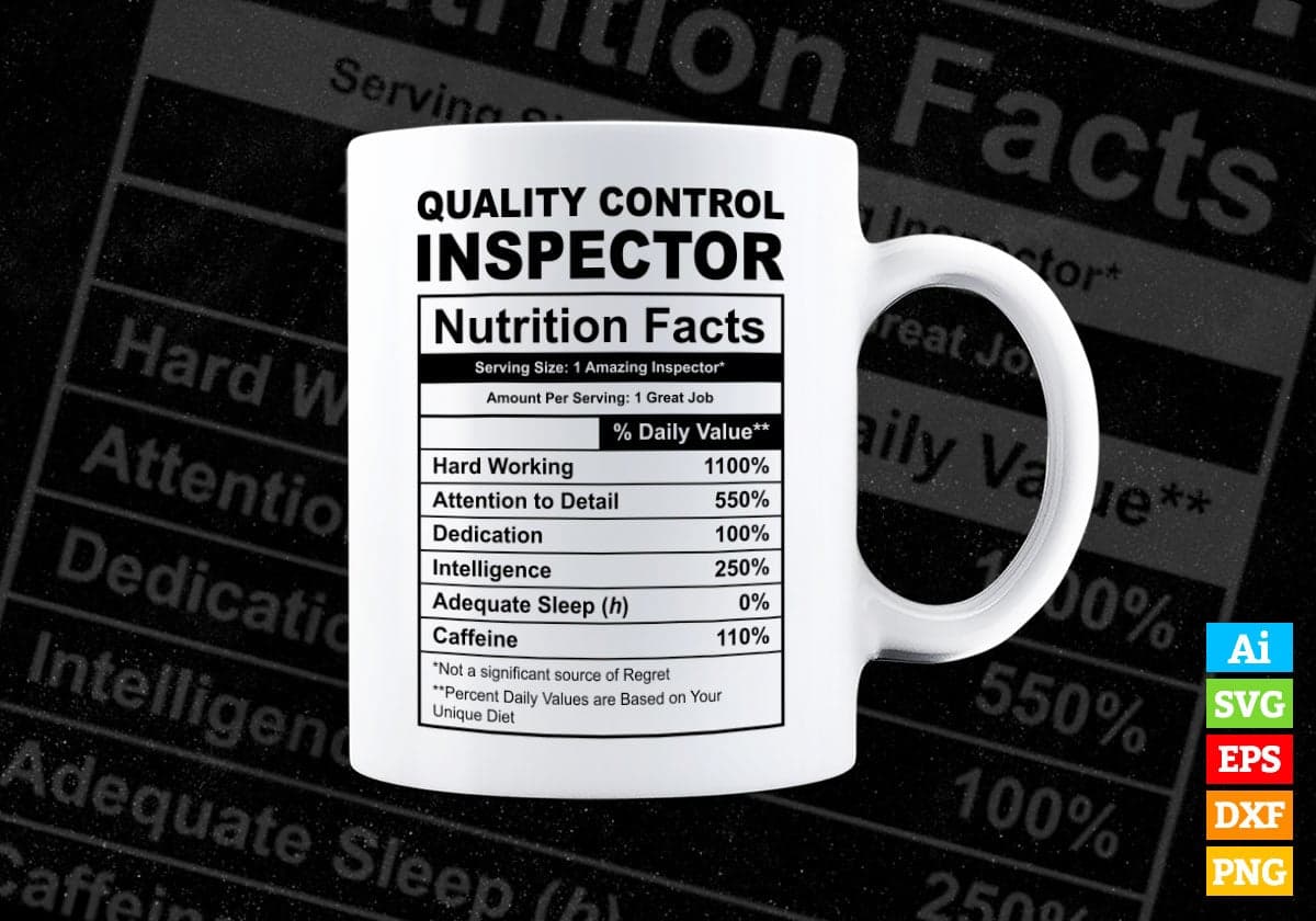 Funny Quality Control Manager Nutrition Facts Editable Vector T-shirt Design in Ai Svg Png Files