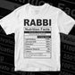 Funny Rabbi Nutrition Facts Editable Vector T-shirt Design in Ai Svg Png Files