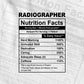 Funny Radiographer Nutrition Facts Editable Vector T-shirt Design in Ai Svg Png Files