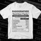 Funny Radiographer Nutrition Facts Editable Vector T-shirt Design in Ai Svg Png Files