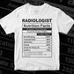 Funny Radiologist Nutrition Facts Editable Vector T-shirt Design in Ai Svg Png Files