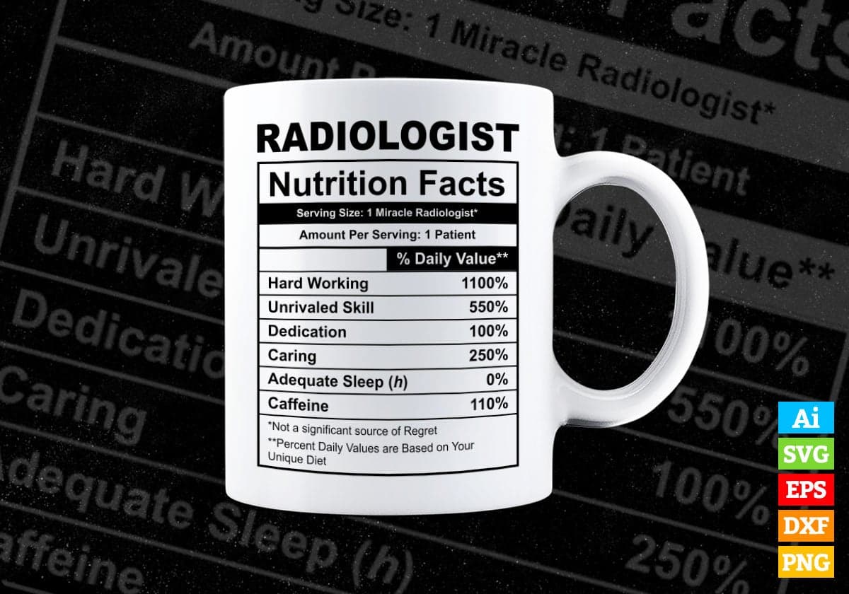 Funny Radiologist Nutrition Facts Editable Vector T-shirt Design in Ai Svg Png Files