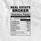 Funny Real Estate Broker Nutrition Facts Editable Vector T-shirt Design in Ai Svg Png Files