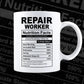 Funny Repair Worker Nutrition Facts Editable Vector T-shirt Design in Ai Svg Png Files