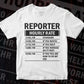 Funny Reporter Hourly Rate Editable Vector T-shirt Design in Ai Svg Files
