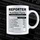 Funny Reporter Nutrition Facts Editable Vector T-shirt Design in Ai Svg Png Files