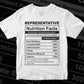 Funny Representative Nutrition Facts Editable Vector T-shirt Design in Ai Svg Png Files