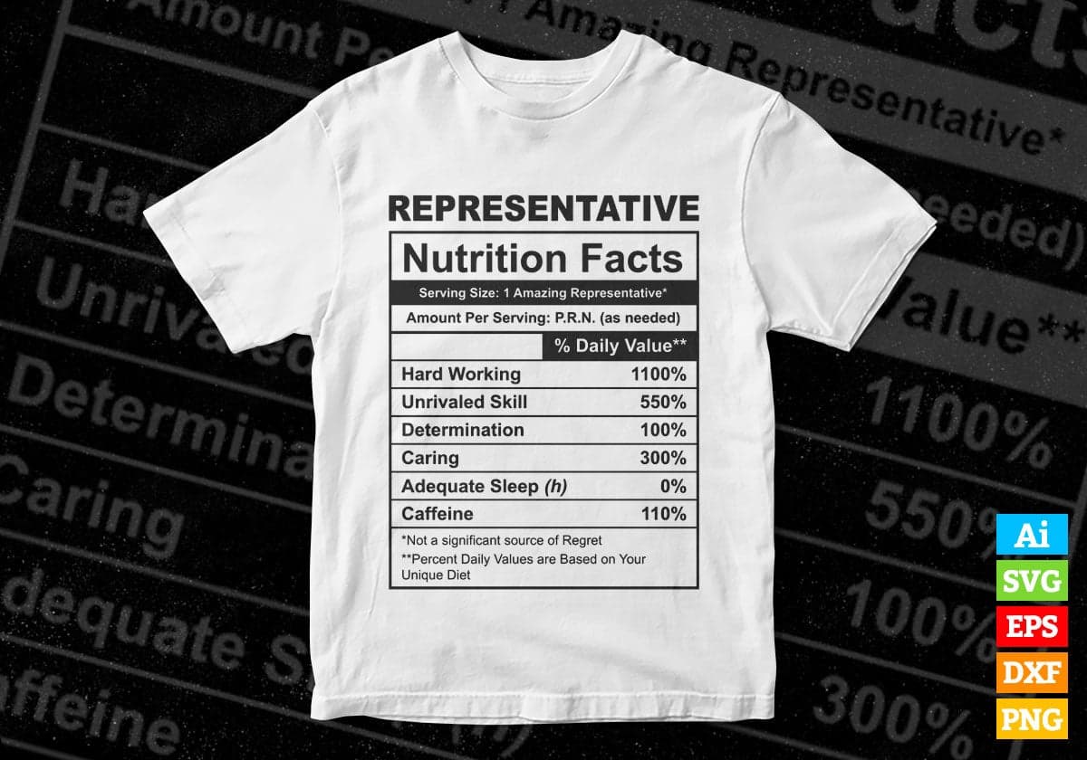 Funny Representative Nutrition Facts Editable Vector T-shirt Design in Ai Svg Png Files