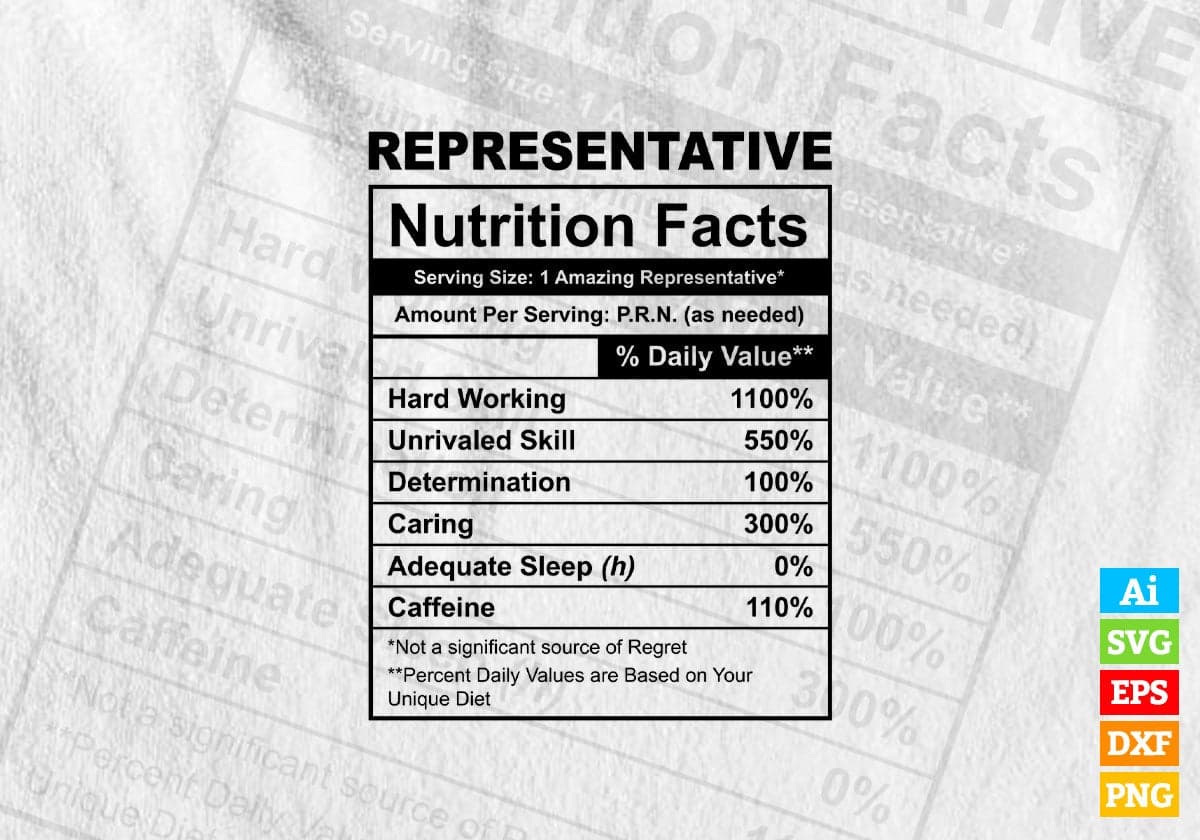 Funny Representative Nutrition Facts Editable Vector T-shirt Design in Ai Svg Png Files