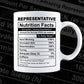 Funny Representative Nutrition Facts Editable Vector T-shirt Design in Ai Svg Png Files