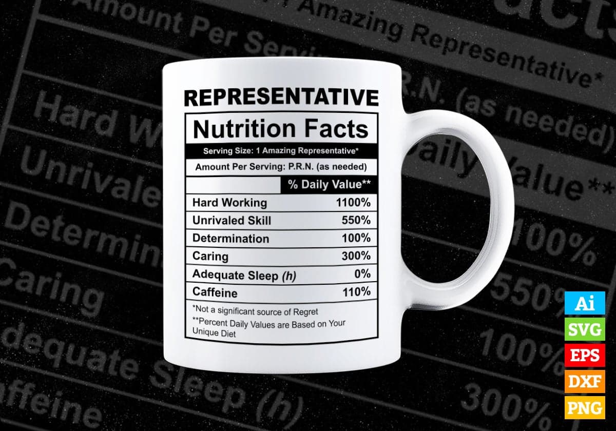 Funny Representative Nutrition Facts Editable Vector T-shirt Design in Ai Svg Png Files