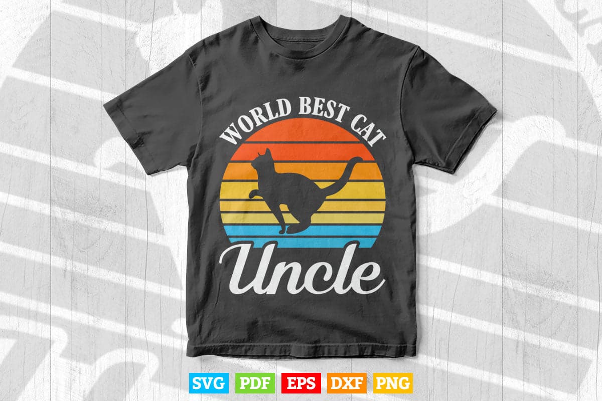 Funny Retro Cat Uncle Vintage Eighties Style Svg T shirt Design.
