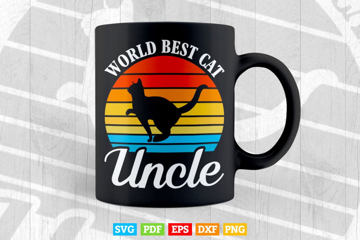 Funny Retro Cat Uncle Vintage Eighties Style Svg T shirt Design.