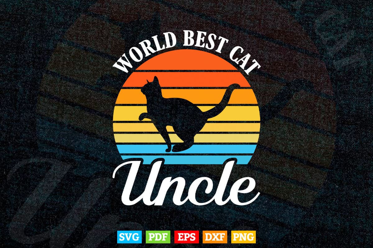 Funny Retro Cat Uncle Vintage Eighties Style Svg T shirt Design.