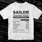 Funny Sailor Nutrition Facts Editable Vector T-shirt Design in Ai Svg Png Files