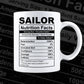 Funny Sailor Nutrition Facts Editable Vector T-shirt Design in Ai Svg Png Files