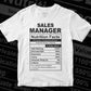 Funny Sales Manager Nutrition Facts Editable Vector T-shirt Design in Ai Svg Png Files