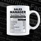 Funny Sales Manager Nutrition Facts Editable Vector T-shirt Design in Ai Svg Png Files