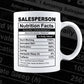Funny Salesperson Nutrition Facts Editable Vector T-shirt Design in Ai Svg Png Files