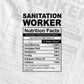 Funny Sanitation Worker Nutrition Facts Editable Vector T-shirt Design in Ai Svg Png Files