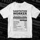 Funny Sanitation Worker Nutrition Facts Editable Vector T-shirt Design in Ai Svg Png Files
