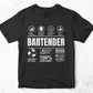 Funny Sarcastic Unique Gift For Bartender Job Profession Professional Editable Vector T shirt Designs In Svg Png Files