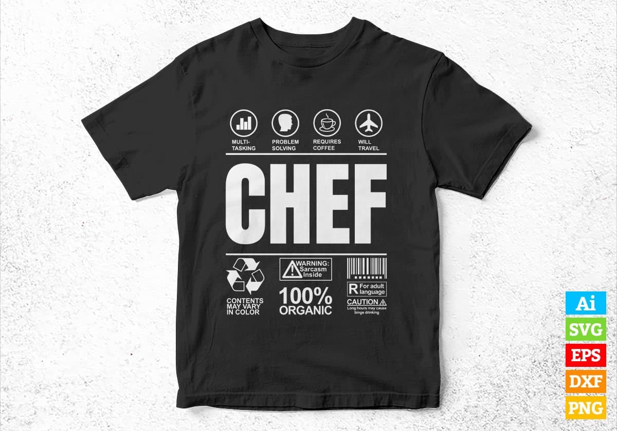 Funny Sarcastic Unique Gift For Chef Job Profession Professional Editable Vector T shirt Designs In Svg Png Files