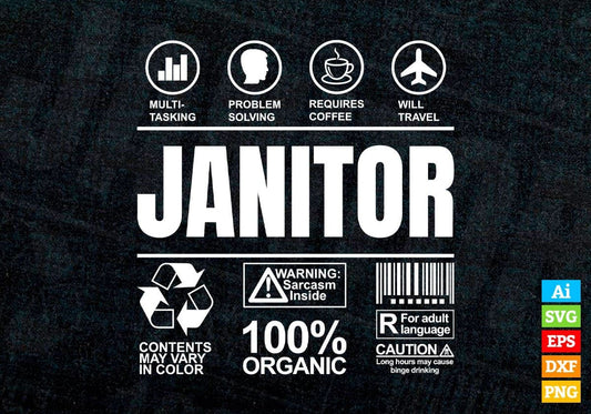 Funny Sarcastic Unique Gift For Janitor Job Profession Professional Editable Vector T shirt Designs In Svg Png Files