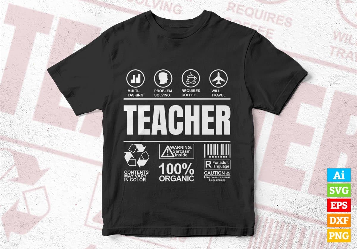 Funny Sarcastic Unique Gift For Teacher Job Profession Professional Editable Vector T shirt Designs In Svg Printable Files