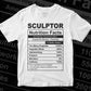 Funny Sculptor Nutrition Facts Editable Vector T-shirt Design in Ai Svg Png Files