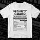 Funny Security Guard Nutrition Facts Editable Vector T-shirt Design in Ai Svg Png Files
