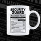 Funny Security Guard Nutrition Facts Editable Vector T-shirt Design in Ai Svg Png Files