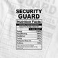 Funny Security Guard Nutrition Facts Editable Vector T-shirt Design in Ai Svg Png Files