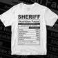Funny Sheriff Nutrition Facts Editable Vector T-shirt Design in Ai Svg Png Files