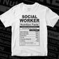 Funny Social Worker Nutrition Facts Editable Vector T-shirt Design in Ai Svg Png Files