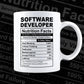 Funny Software Developer Nutrition Facts Editable Vector T-shirt Design in Ai Svg Png Files